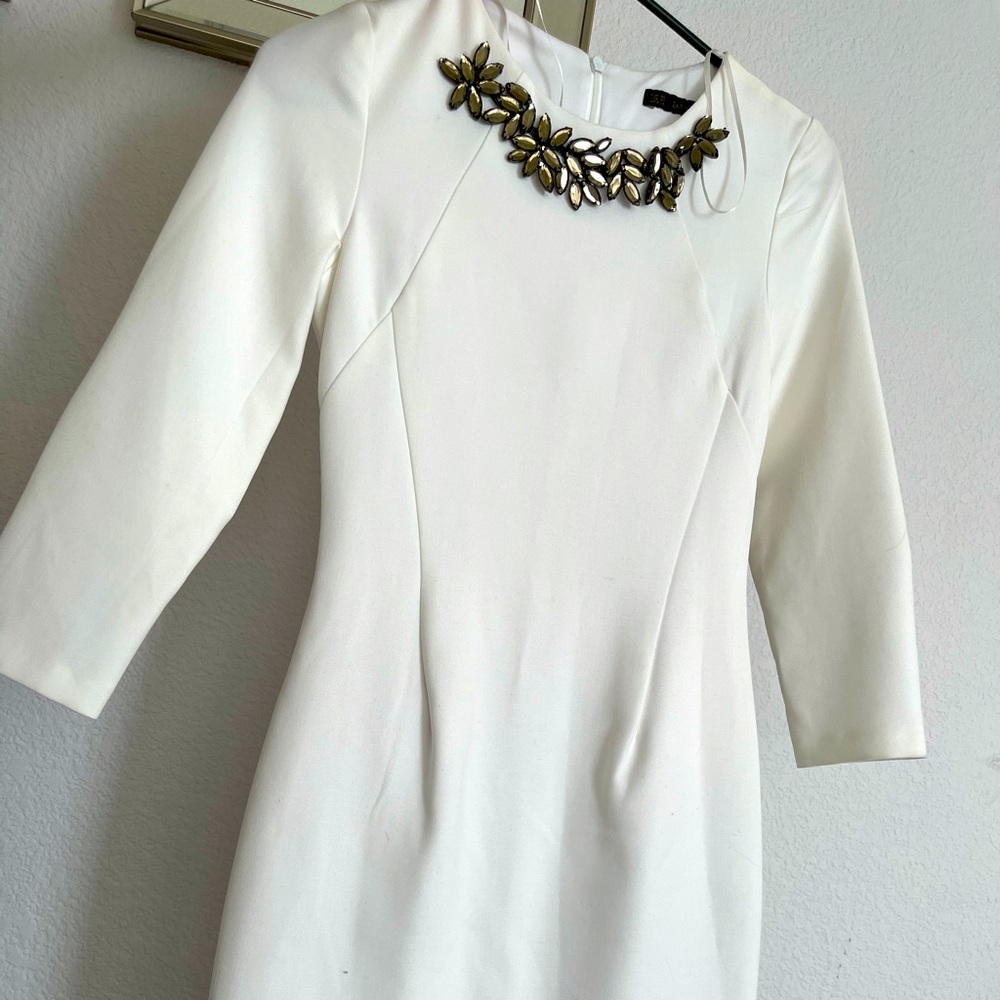 White Zara dress with diamond details